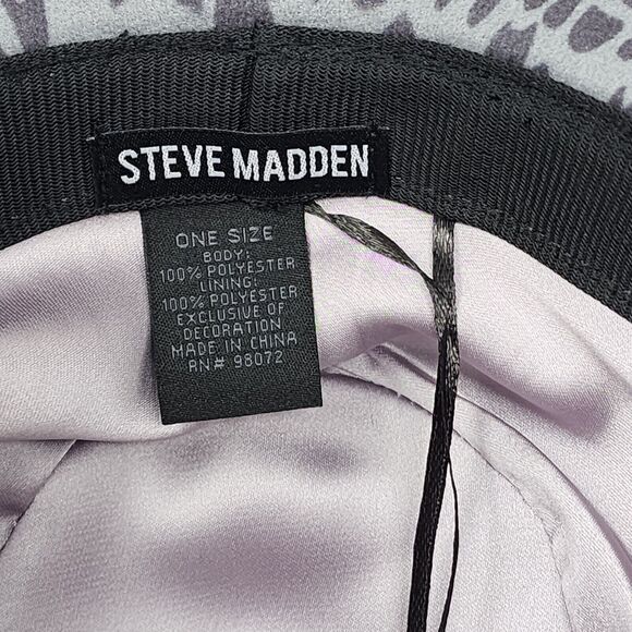 Steve Madden Fedora Hat Womens Leopard Logo Silver Chain Outdoors Hat Lined - Picture 9 of 10